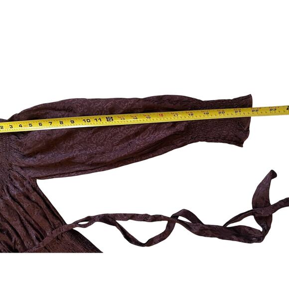 Express Blouse Womens Medium Chocolate Brown Burnout Leopard Dinner Party Shirt - Picture 9 of 12